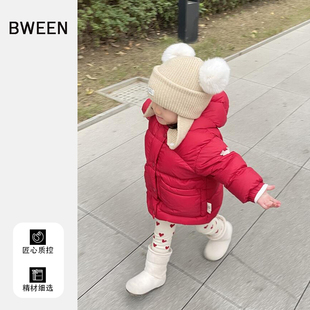 女童拜年服冬款羽绒服2025新款洋气儿童韩版时尚保暖红色新年外套