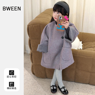 女童冬款毛呢外套2025新款洋气儿童韩版宝宝时尚保暖中长款呢大衣