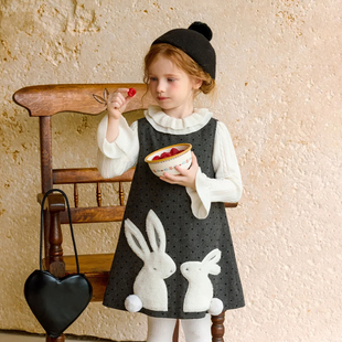 韩国童装女童连衣裙冬季女宝宝洋气可爱加厚背心裙儿童裙子冬天