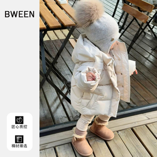 女童羽绒服冬季2025新款女宝宝韩版时尚连帽保暖白鸭绒儿童外套冬
