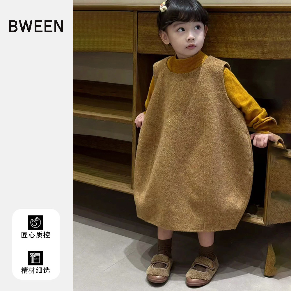 女童毛呢连衣裙冬季2025新款洋气儿童韩版宝宝时尚保暖纯色背心裙,童装/婴儿装/亲子装,连衣裙,淘宝优惠券,粉丝福利购,淘宝优惠卷