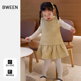 女童连衣裙冬季2025新款女宝宝小香风无袖加绒保暖儿童背心裙冬天