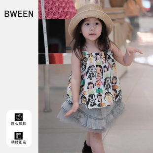 女童春款半身裙2026新款洋气儿童韩版宝宝时尚百搭牛仔拼接网纱裙