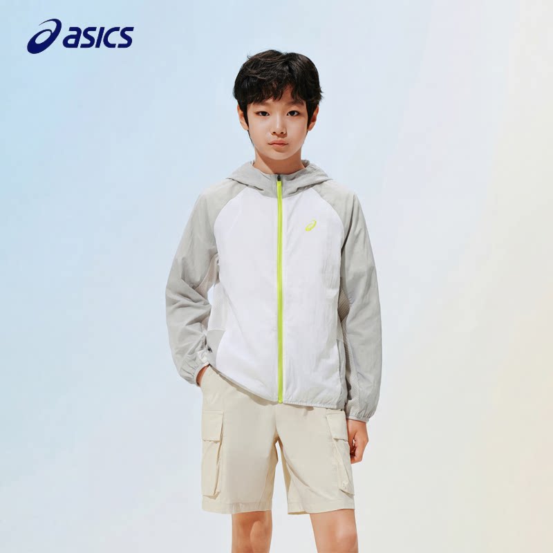 ASICS/亚瑟士儿童26年男童女童夏季UPF50+梭织防晒服轻量透气上衣