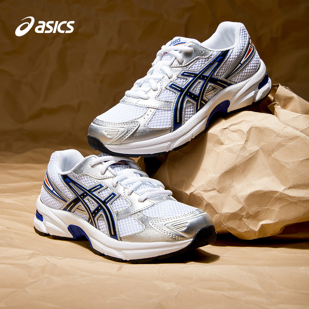 亚瑟士经典款休闲鞋运动鞋童鞋春网眼男童女童儿童复古白色跑步鞋