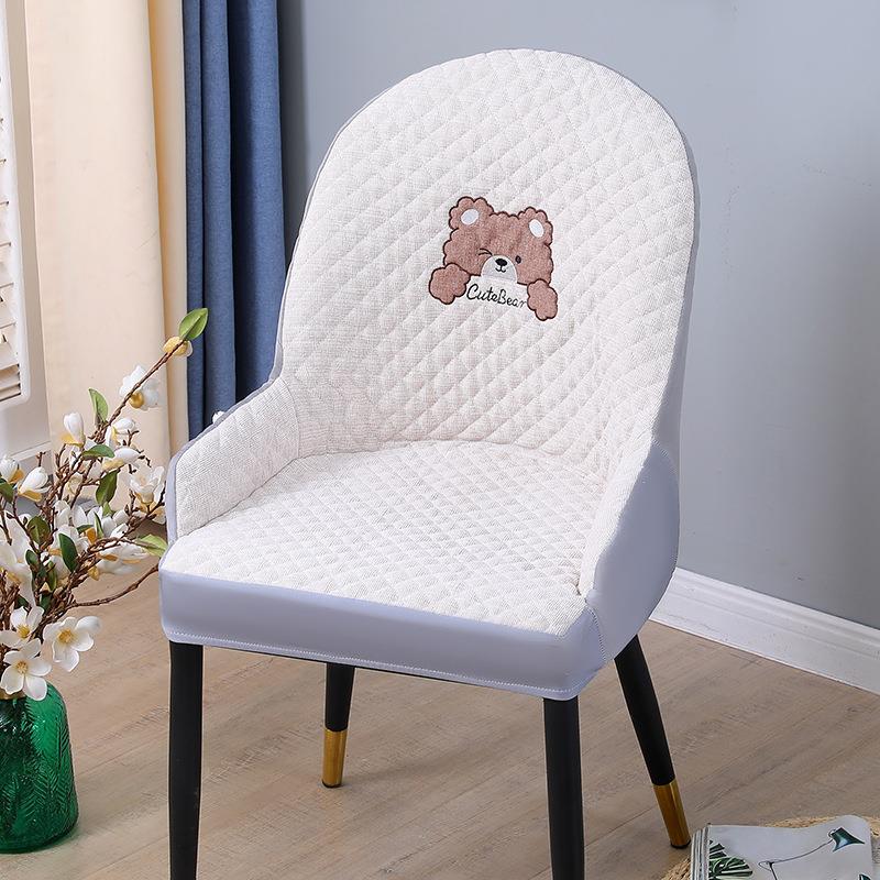 北欧连体餐椅套家用弹力椅子套餐桌布艺凳子套简约现代大弧形椅套