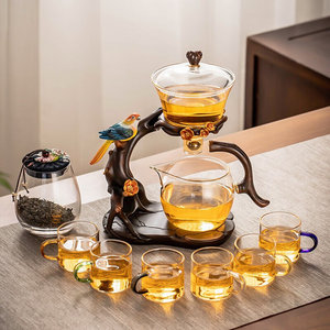 瓷牌茗茶具自动茶具套装玻璃懒人泡茶器家用办公室盖碗茶杯功夫茶