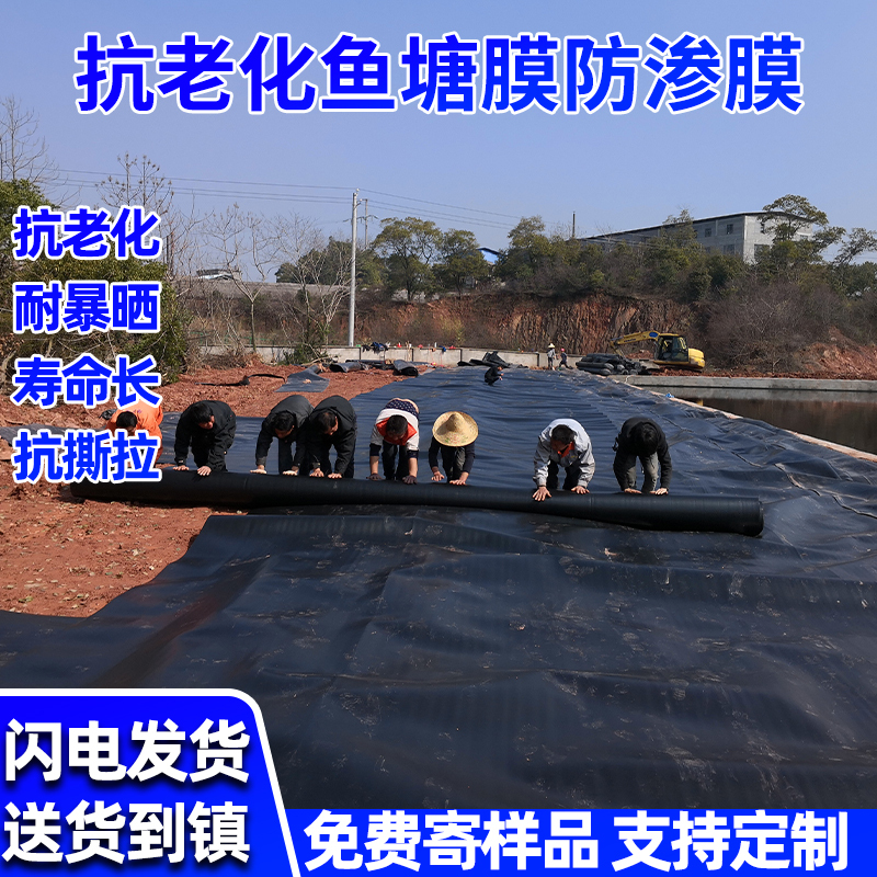 鱼塘防渗膜鱼池护坡防水布养殖专用黑色土工膜防漏塑料布加厚地膜