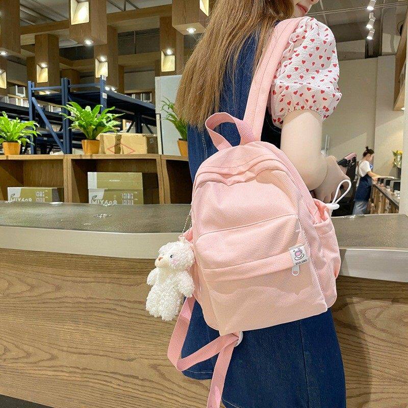 女生帆布小书包日系小清新双肩包韩版迷你糖果色学生旅行背包耐磨