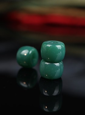 极速8mcm雪巴工艺绿琉璃桶珠配珠文玩手串diy绿雪巴琉璃散珠