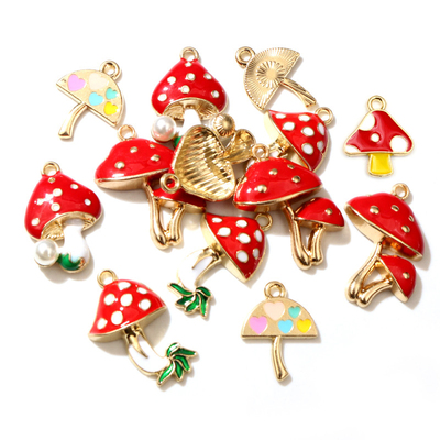 极速10pcs Enamel Muoshroom Charms Pendant DIY Jewelry Making