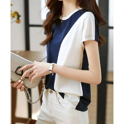 极速New Elegant Fashion Contrast Color Simple Slim AllZ-matc