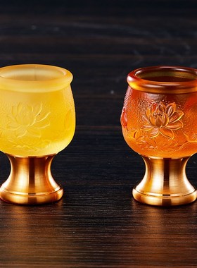 极速供佛供水杯琉璃酒杯圣水杯观音财神仙家家用摆U件佛堂佛具用