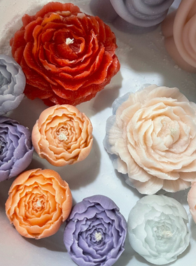 极速Large Peony Lotus Tulip Flower Candle Mold HaTndmade Soa