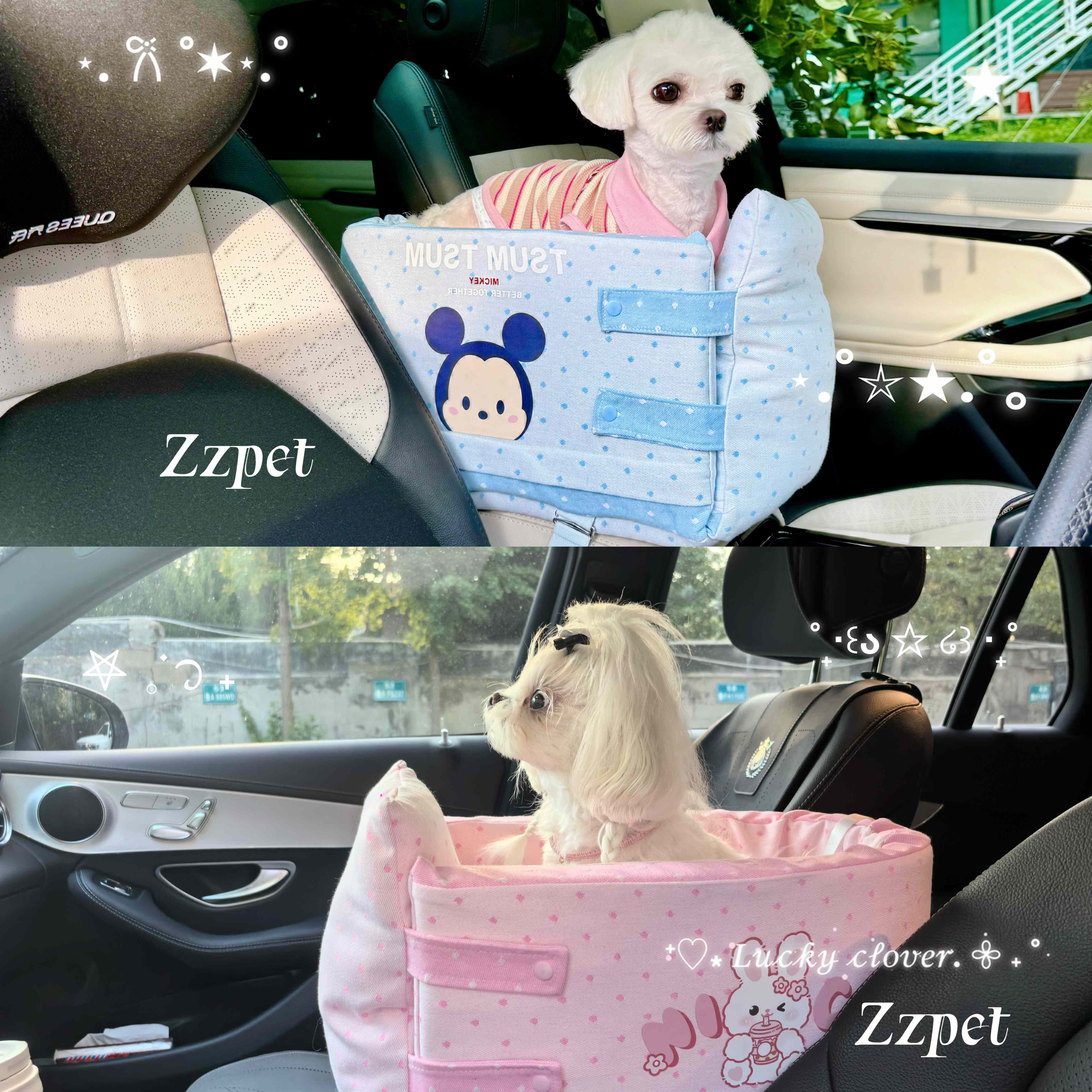 Zzpet新款宠物牛仔猫狗中控手盒车载窝坐垫汽车安全座椅可拆洗
