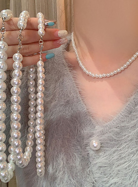 s家玻璃珍珠项链澳白小米珠感