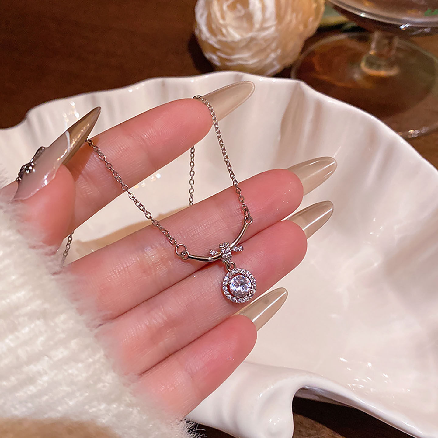 轻奢微镶满钻圆包项链女爆款