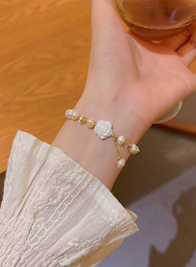 Yuffoni轻奢小众贝壳花朵手链