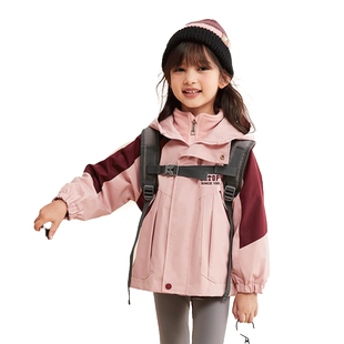 史努比女童外套2025新款春秋款洋气三合一防风防水早秋儿童装外套