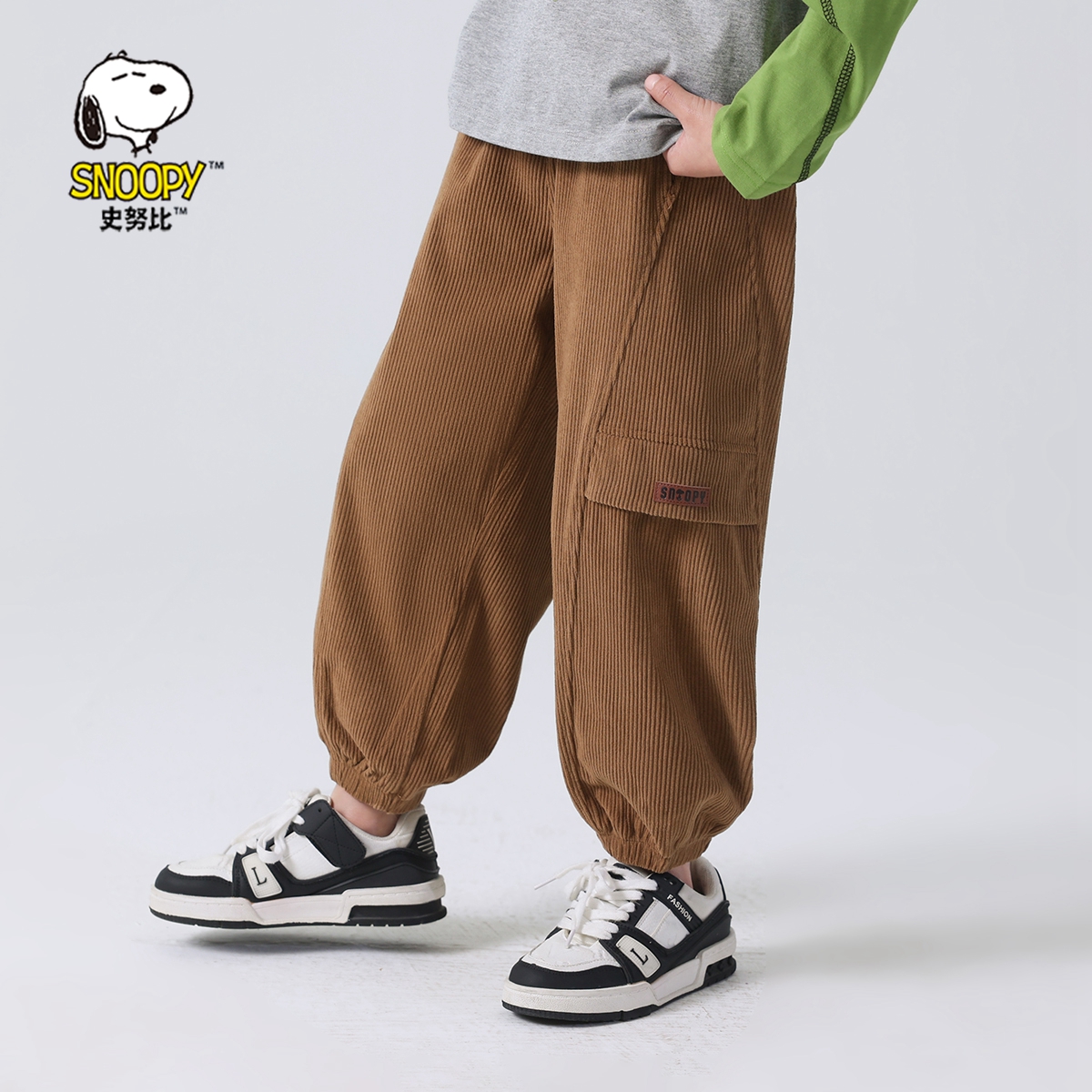 史努比男童裤子2025春秋新款
