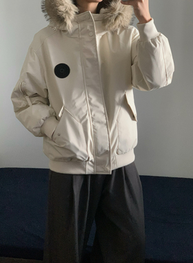 wtmp日系复古可拆卸毛领连帽羽绒服男女冬季加厚保暖派克服外套