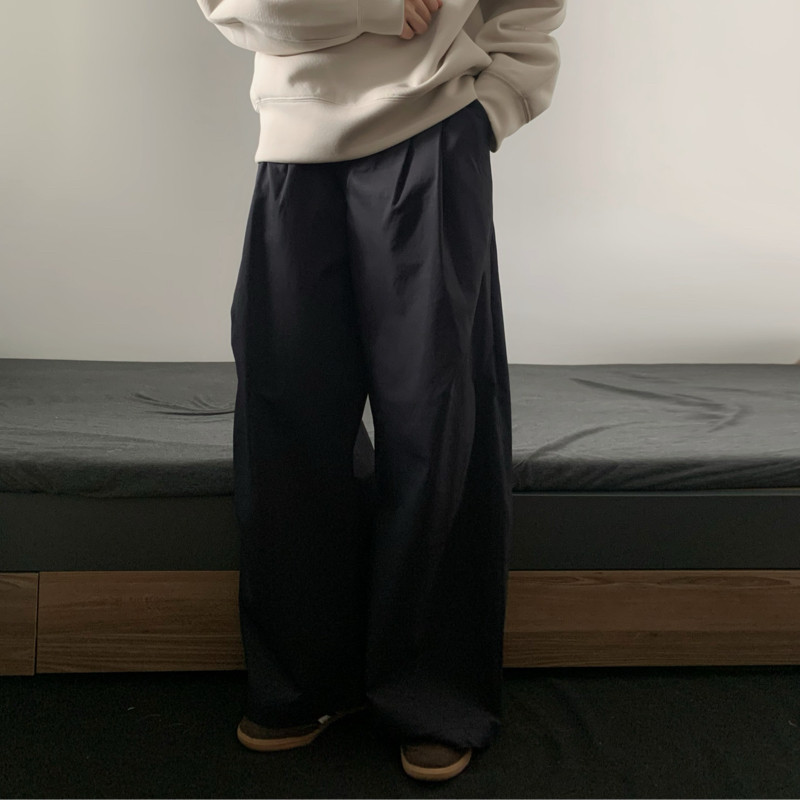 wtmp日系复古褶皱纽扣设计弯刀休闲裤男女春秋垂感松紧腰阔腿长裤,男装,休闲裤,淘宝优惠券,粉丝福利购,淘宝优惠卷