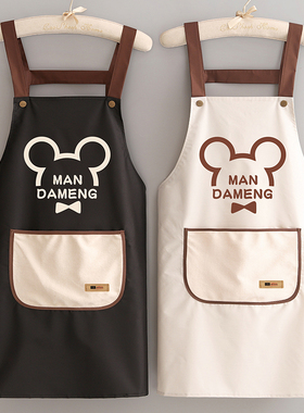 速发简约厨房o用防水围裙工家go印字l作服士餐饮专用做饭围腰男
