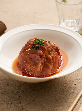 速发优格碗瓷碗汤陶边用面碗纯白线条小脚碗反家斗笠碗家庭碗