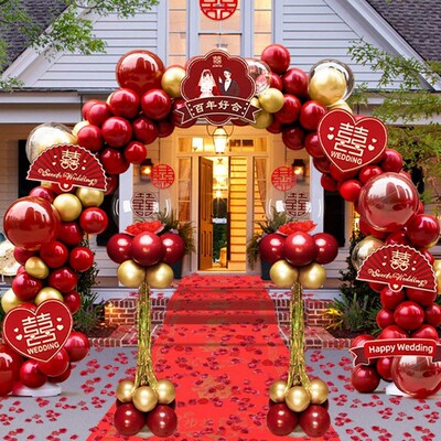 速发气球拱门结婚支架装饰婚庆场景引置门口布球室外路气婚礼农村
