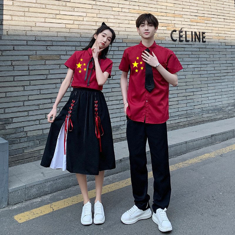 速发大合唱团演出服赛高中学生表演比班服装初服红色朗诵长裙