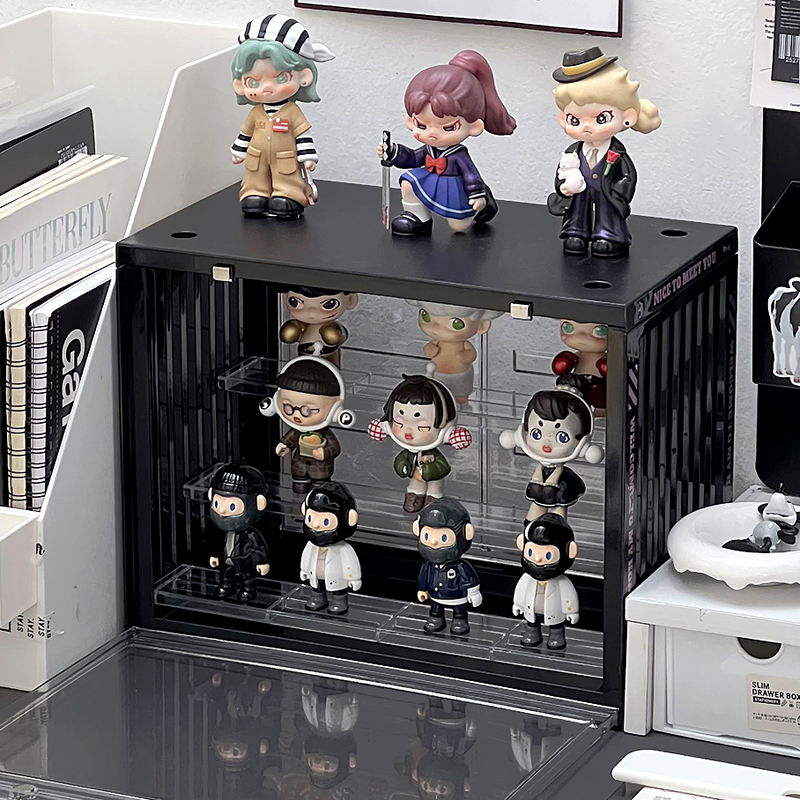 速发收纳防示架摆件透明展尘收纳盒阶梯式置物架压克力模型展示盒