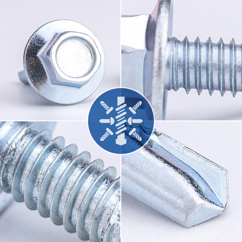 速发外六角华司钻尾螺钉轻牙钢墅龙骨加强自攻自钻瓦钉细别燕尾螺