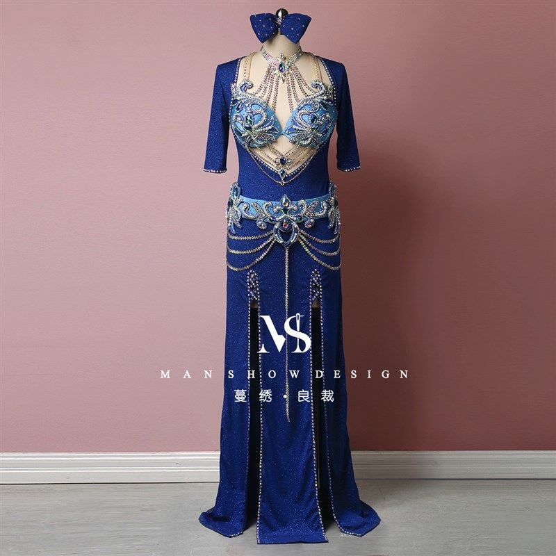 速发蔓绣肚皮舞服装2套24新款BAD流袍子演出服I苏闪银民俗表演服0