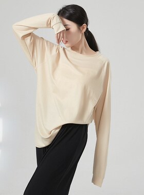 速发街舞水领舞蹈服白色V宽T恤长袖圆系套头男领松上衣教师上课