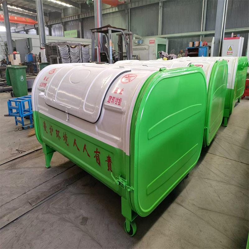 方铁皮勾臂垃圾箱小型垃周转圾可移55动4方不锈箱钢生产立厂家