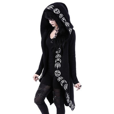 极速Long Hoohdies Coat Women Autumn Winter Long Sleeve Gothi