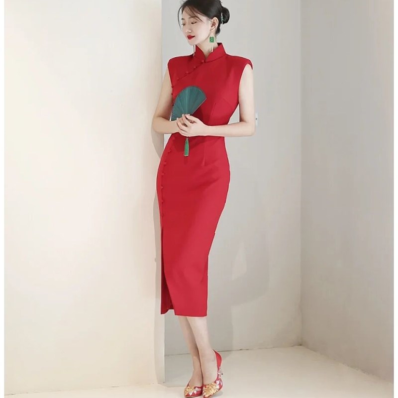 国风改良出阁f旗袍敬酒服新娘回门便装红裙子结婚平时可穿礼服无