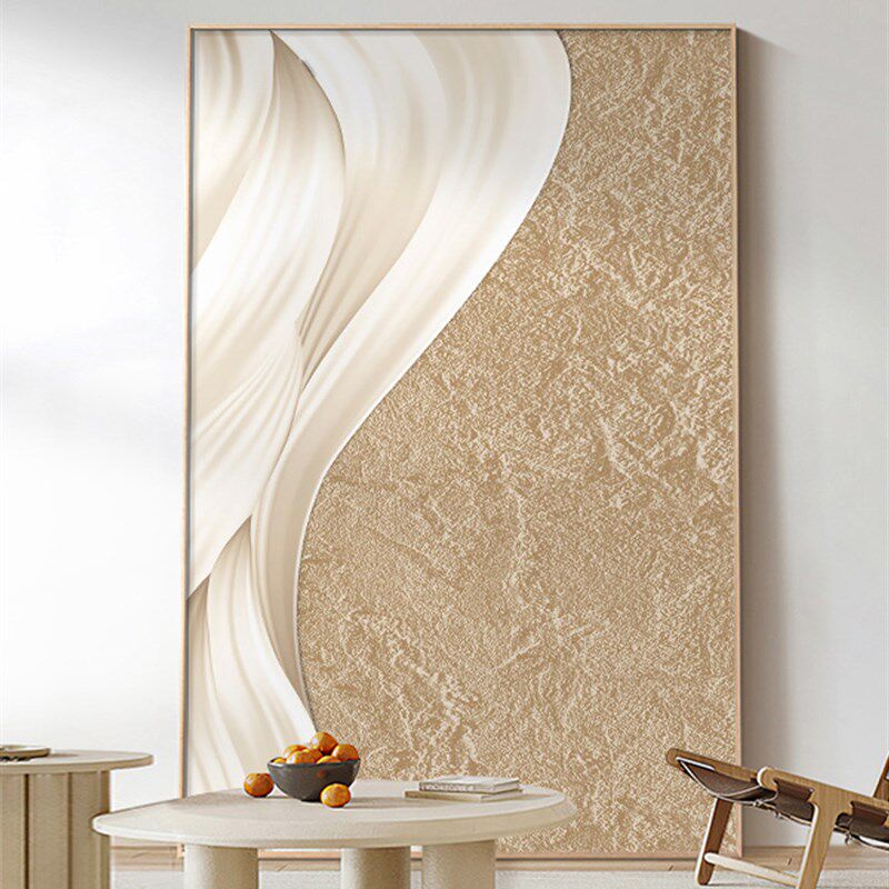 极速侘寂奶油原木风装饰画客厅沙发背G景墙落地挂画抽象肌理画北