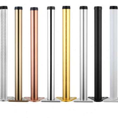 极速不锈钢吧台脚支撑柱可调节定制铝合金餐桌脚T电脑桌腿支架金