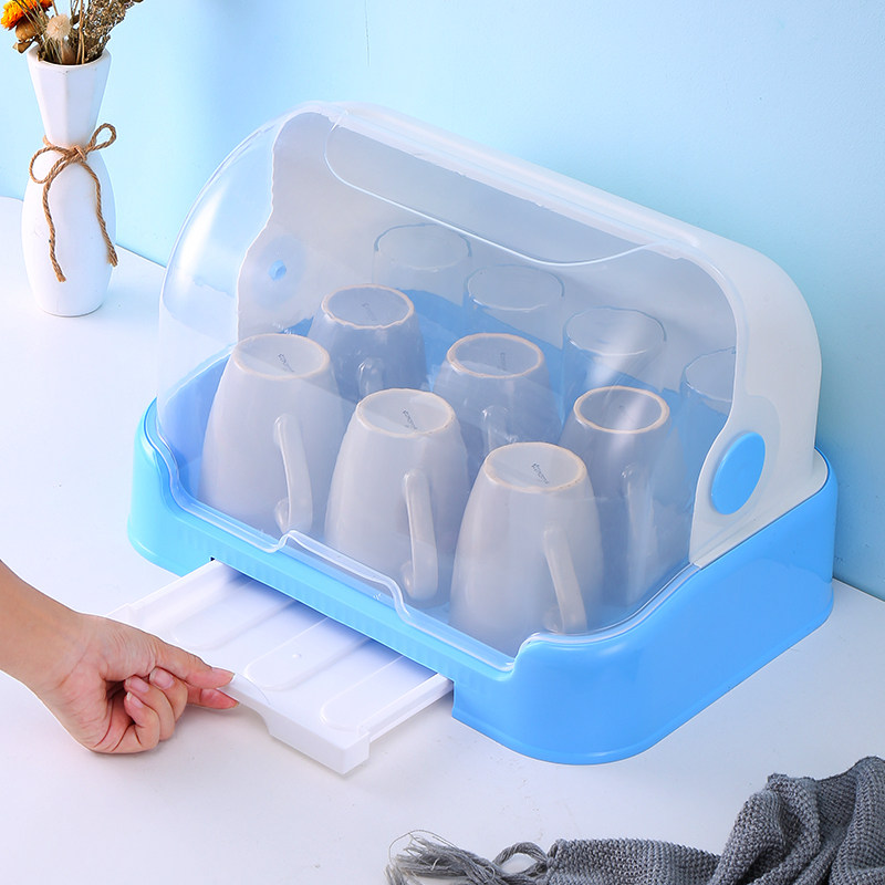 极速防尘放杯子的收纳盒装玻璃水杯茶杯餐具沥水置物架Z箱带盖子