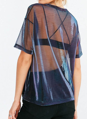 极速Sexy Mesh Blouse 20s22 Summer See-Through Women Shirts S