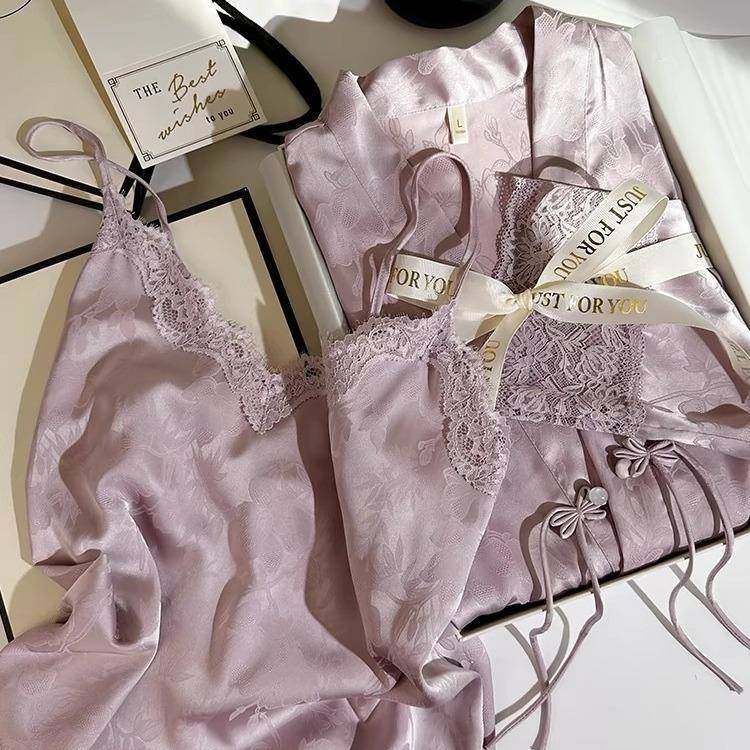 中式睡袍古风优雅吊带睡衣女冰丝睡袍套装国风提花家居服妈妈装,女士内衣/男士内衣/家居服,睡袍/浴袍,淘宝优惠券,粉丝福利购,淘宝优惠卷