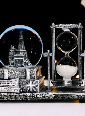 水球复古水晶球沙漏摆件计时器