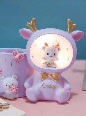 兔贝拉收纳发光可爱款笔筒红热