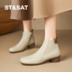 女靴 加绒保暖时装 星期六2026新款 短靴女粗跟百搭通勤瘦瘦靴冬季