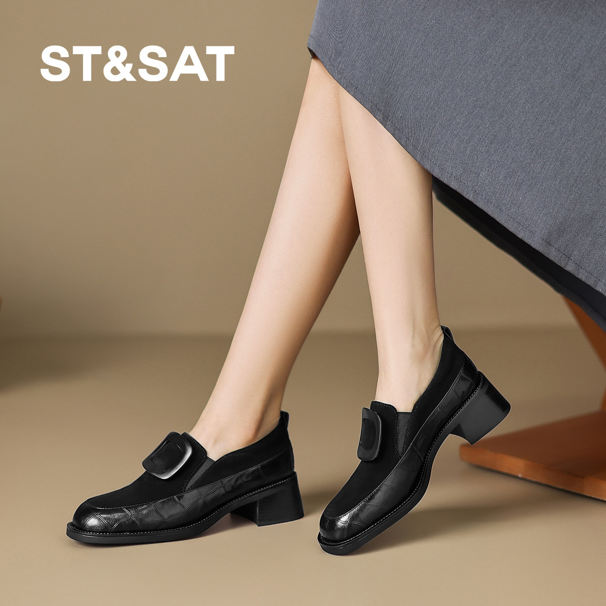 星期六厚底乐福鞋女2026春季新款英伦风复古小皮鞋小个子单鞋,女鞋,深口单鞋,淘宝优惠券,粉丝福利购,淘宝优惠卷