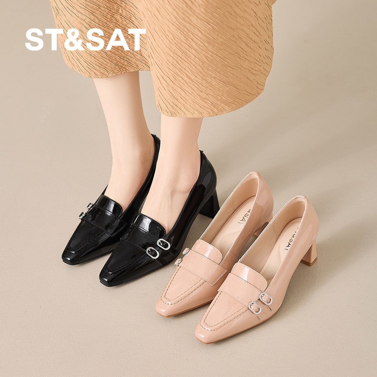 星期六新款轻熟风女鞋软底皮带扣高跟乐福鞋搭扣气质优雅法式单鞋,女鞋,乐福鞋（豆豆鞋）,淘宝优惠券,粉丝福利购,淘宝优惠卷