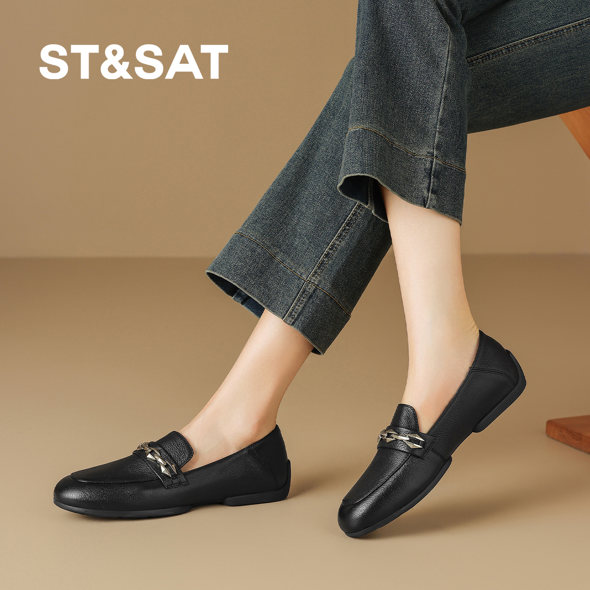 星期六2025秋季新款复古平底乐福鞋女休闲百搭软底工作通勤小皮鞋