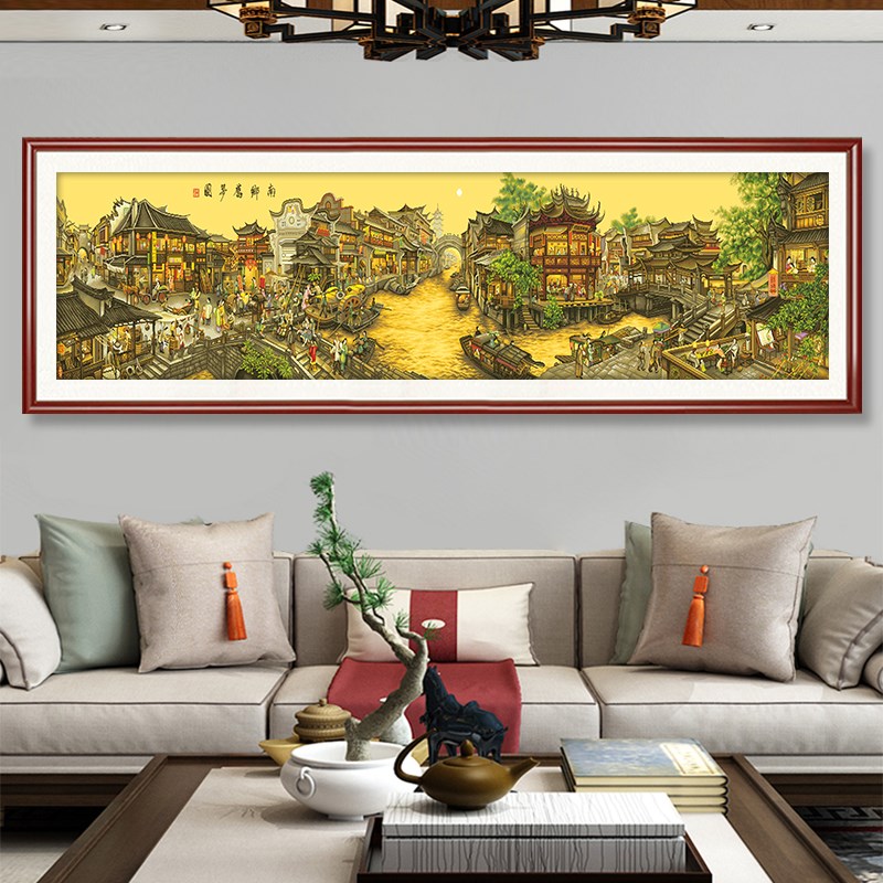 速发#南乡旧梦2025新款感客厅绣画自水风景画刺名手工山己