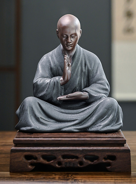 速发陶瓷小和尚摆件大号禅面中式家居客厅玄关山房假书造景桌意装